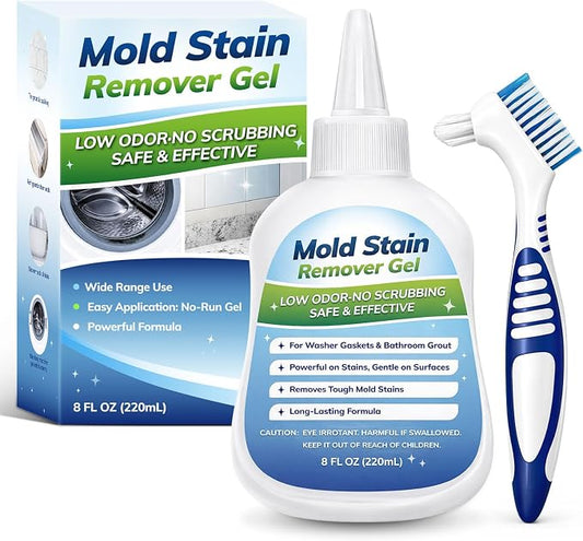 Mold-Stain Remover Gel for Washing Machine & Bathroom – Low Odor Remover Gel for Rubber Gaskets, Shower Grout, Silicone Sealant, Toilet, Kitchen Sink