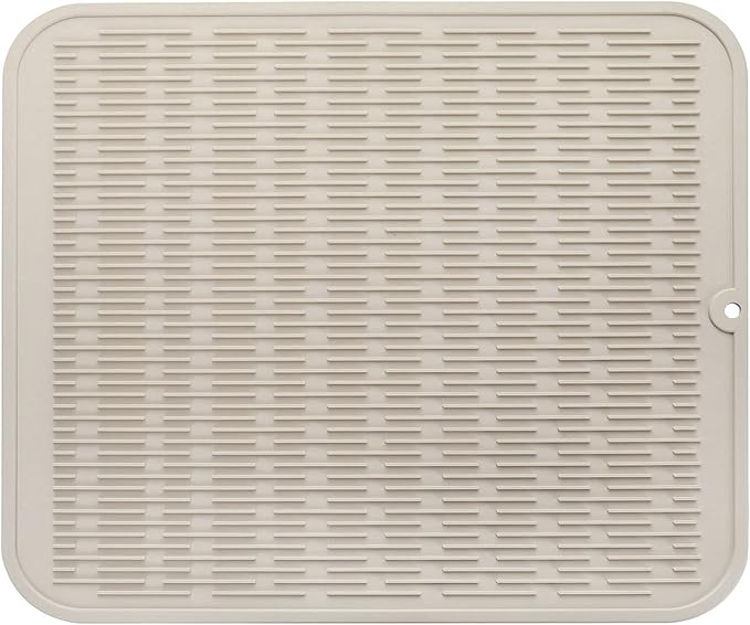 MicoYang Silicone Dish Drying Mat for Multiple Usage,Easy clean,Eco-friendly,Heat-resistant Silicone Mat for Kitchen Counter or Sink,Refrigerator or Drawer Liner Tapioca XL 18 inches x 16 inches