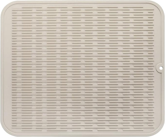 MicoYang Silicone Dish Drying Mat for Multiple Usage,Easy clean,Eco-friendly,Heat-resistant Silicone Mat for Kitchen Counter or Sink,Refrigerator or Drawer Liner Tapioca 2XL 24 inches x 18 inches