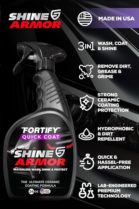 Ceramic Coating Spray - One Bottle Replaces Your Wash, Wax and Sealant | 24 Fl Oz - Extra-Large Waterless Wash, Wax and Polymer Sealant Keeps More Vehicles Glossy, Slick and Protected outdoors