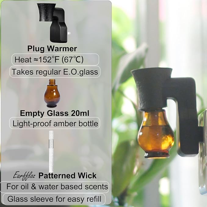 Blank Plug-in Air Freshener Polarized Wall Plug Oil Diffuser for DIY Characteristic Home Scent from Natural Essential Oil, EO+Water, Fragrance Refill (Black 4 Sets)