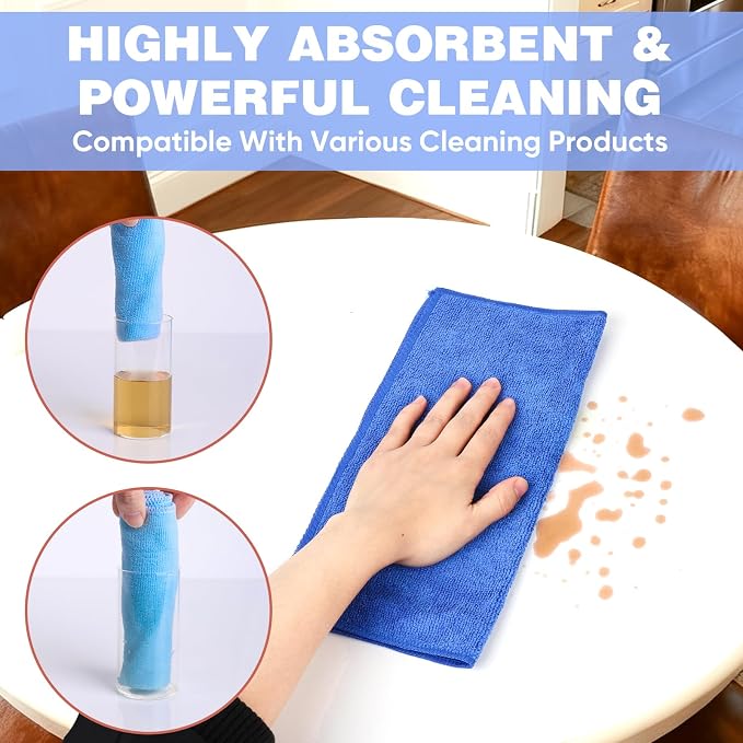 TEAWOO 10 Colors Microfiber Cleaning Cloths, 150 Pack Assorted Cleaning Rags, Highly Absorbent Microfiber Towels for Car, Kitchen, Bathroom and Household Cleaning, 11.8"X11.8"