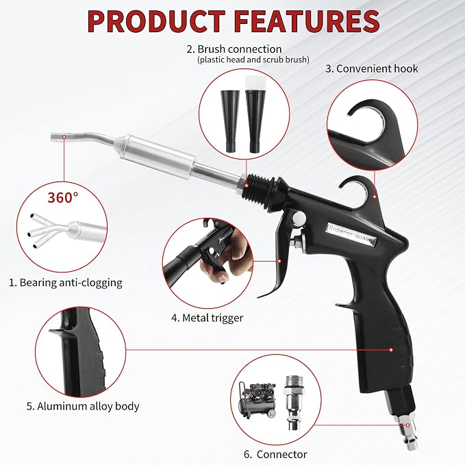 HANDY High Pressure Car Interior Cleaning Gun Interior Dryer Hair Dryer Car Detail Gun Fast Drying Blows Away Dust and Dirt Using Air | Car Detailing Tools for Quickly Blowing Out Debris and Dust Air-Powered