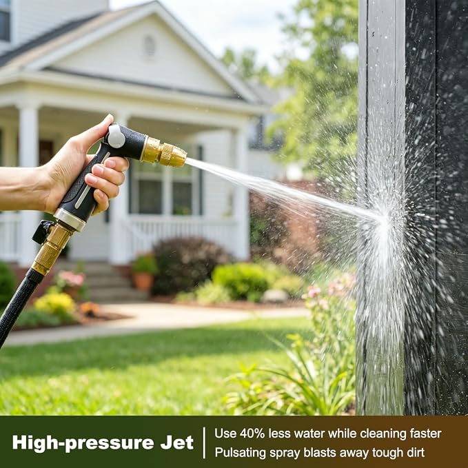 FANHAO Metal Thumb Control Adjustable Nozzle, High Pressure Garden Sprayer | Rustproof Hose Nozzle Heavy Duty, Non-Slip Ergonomic Grip, Elder & Child Friendly, Adjustable Patterns for Garden, Car, Pet