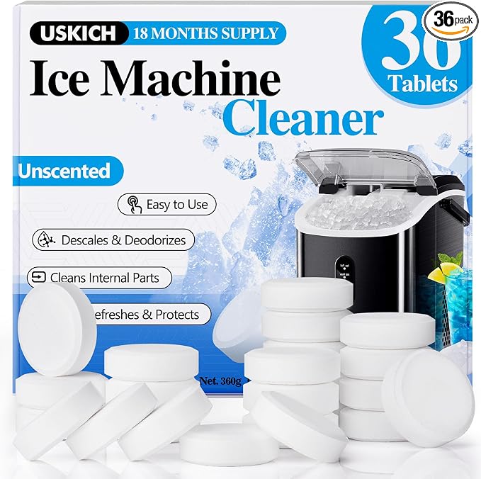 Ice Machine Cleaner Descaler Tablets-36Pack Ice Maker Cleaner | Compatible with Frigidaire, Opal, GE Profile, Kitchenaid, Nickel Safe Scale Remover for Countertop, Nugget Ice Makers