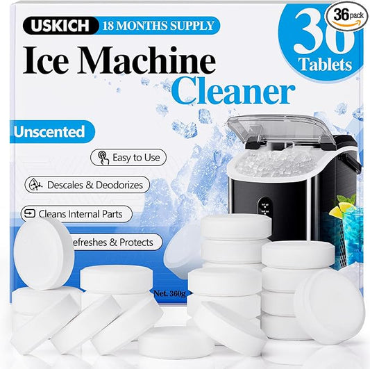 Ice Machine Cleaner Descaler Tablets-36Pack Ice Maker Cleaner | Compatible with Frigidaire, Opal, GE Profile, Kitchenaid, Nickel Safe Scale Remover for Countertop, Nugget Ice Makers
