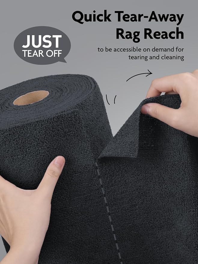 Fantasticlean Microfiber Cleaning Cloth Roll- 75 Sheets, 12" x 12"(Dimgrey) | Super Absorbent, Lint-free, Tear-away Microfiber Towel Roll, for All-Purpose Cleaning, Reusable Alternative to Paper Towels