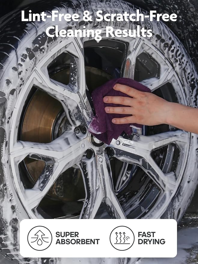 Fantasticlean Microfiber Cleaning Cloth Roll-75 Sheets, 12"x12"(DeepPurple) | Super Absorbent, Lint-free, Tear-away Microfiber Towel Roll, for All-Purpose Cleaning