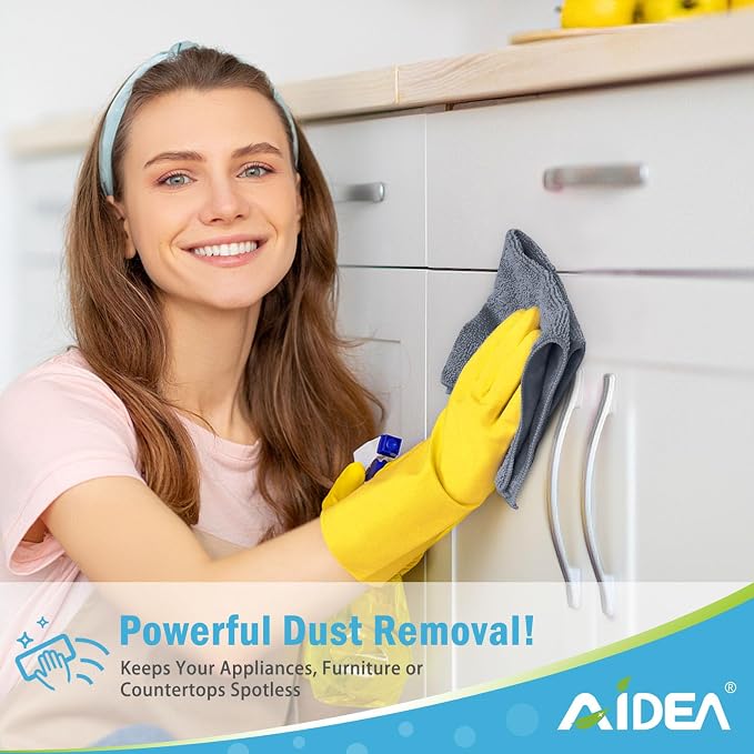 AIDEA Gray Microfiber Cleaning Cloth-24PK, Cleaning Rags 12"x 16" Absorbent | Microfiber Towels for Cars Lint Free, Reusable Microfiber Towels, Kitchen Towel Dusting Cloth, Dish Rags, Bulk Cleaning Towel