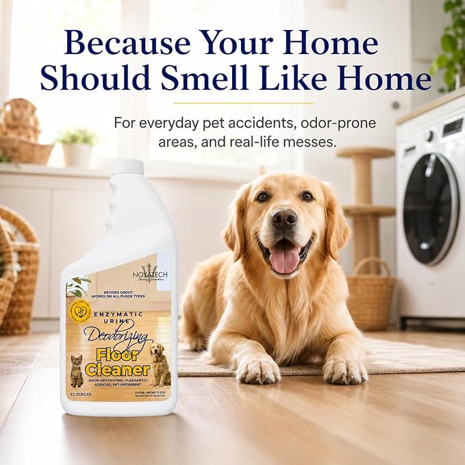 NOYATECH Pet Floor Cleaner for Mopping – Enzyme Urine & Odor Eliminator – Safe for Hardwood, Tile, Laminate & Grout – Dog & Cat Pee Concentrate, 32 oz