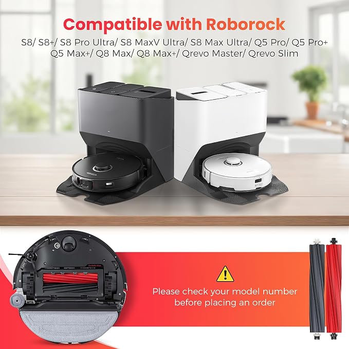 1 Set Main Brush Replacement for Roborock S8/ S8+/ S8 Pro Ultra Vacuum | S8 MaxV Ultra/ S8 Max Ultra/ Q5 Pro/ Q5 Pro+/ Q5 Max+/ Q8 Max/ Q8 Max+/ Qrevo Master/ Qrevo Slim Vacuum Roller Brush Parts