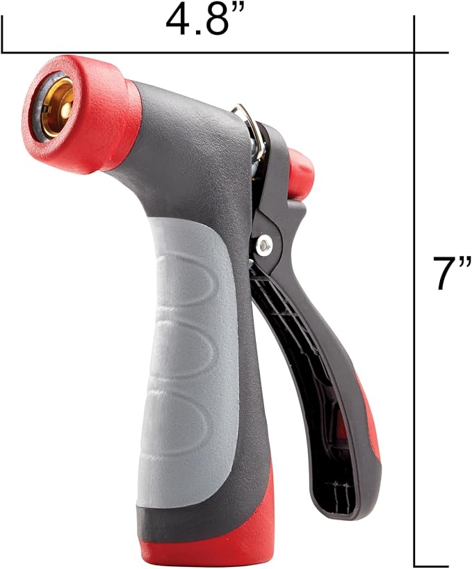 Gilmour Pro Heavy Duty Rear Control Garden Hose Nozzle with Insulated Grip | Ergonomic Non-Slip Handle, Hot Water Compatible, Trigger Lock, Flow Control, Concentrated Stream