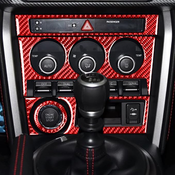 Interior Car Trim Stickers Central Console Panel Decorative Decals Compatible with Subaru BRZ 2016 2017 2018 2019 2020 Red Real Carbon Fiber Accessories Type-A