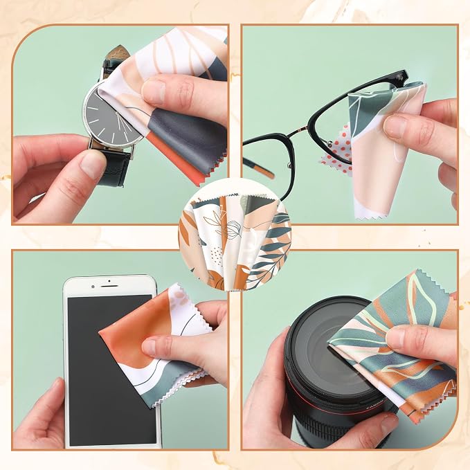 Sinmoe 20 Pcs Microfiber Cleaning Cloth for Glasses Cute Boho Abstract Design Microfiber Cloth Soft Multicolor Glasses Cleaner Cloth for Eyeglasses Camera Lens Cell Phone Screens Glasses, 6 x 6 Inches