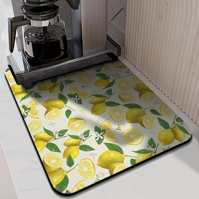 Kitchen Countertop Dish Drying Mat,Super Absorbent Coffee Bar Mat for Maker Espresso Machine, Anti-Slip Accessories for Kitchen Countertops 24x18 Inch