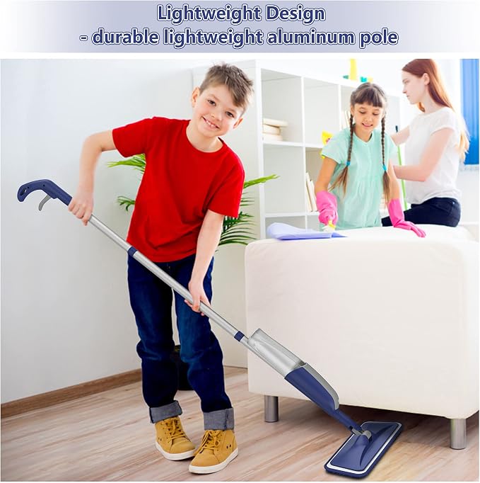 Spray Mops for Hardwood Floor Cleaning: Wet Mops with 2 Refillable Bottles | 4 Washable Reusable Pads for Swiffer Powermop, Floor Mop Multi-purpose, Commercial Dust Mops, for Tile Wood Laminate Vinyl