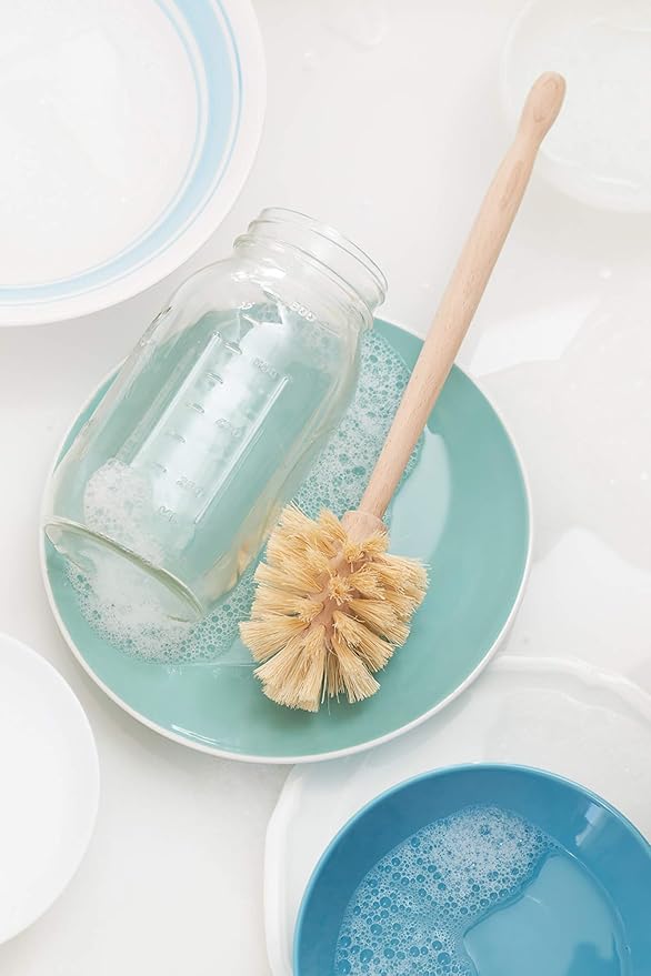 Fox Run Kitchen Brush, 12" Natural Horsehair Fiber Bottle and Tumbler Brush | Natural Bristle Kitchen Cleaning Brush | Perfect For Scrubbing Bottles, Tumblers & Dishes | Easily Cleans Hard To Reach Areas