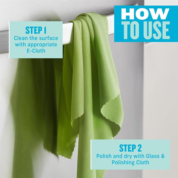 E-Cloth Glass & Polishing Cloth - Microfiber Cleaning Towel Cloth for Windows, Cars, Mirrors, Eyeglasses, & More, Streak Free Clean, Reusable & Machine Washable - Assorted Colors (4 Pack)