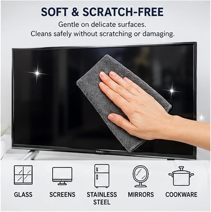 Magic Cleaning Cloth Thickened 5 Pack - 16x12 Inch Reusable Microfiber Cleaning Cloths, Streak-Free & Lint-Free for Glass, Window, Kitchen, Stainless Steel, Cars & Screens (5Pack)