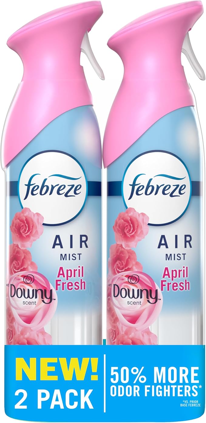 Febreze Air Mist, Air Freshener Spray, Odor Fighting Room Spray, Deodorizer for Home Bathroom Kitchen Office Apartment Dorm Room Classroom, Downy April Fresh Scent, 8.1oz (Pack of 2)