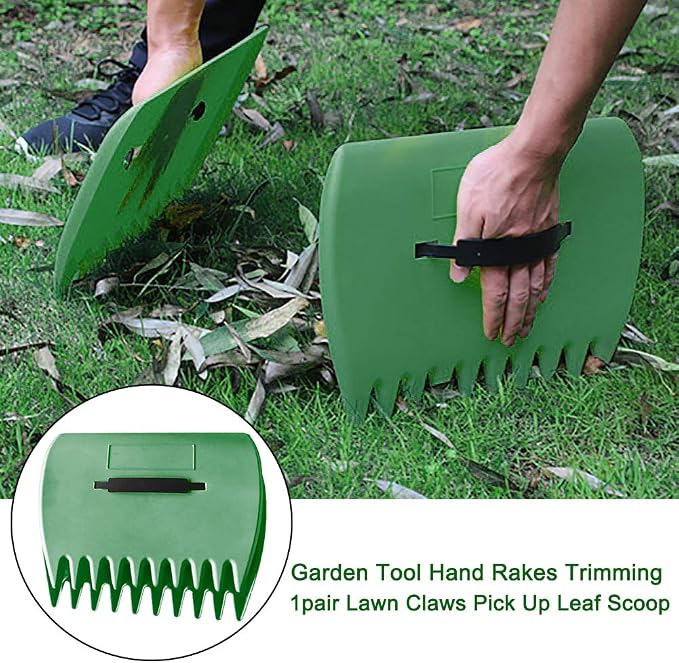 Bibabala Garden and Yard Leaf Scoops Hand Rakes, Large Sized Hand Rakes, Lightweight Plastic Leaf Scoop, for Leaves, Lawn Debris and Trash Pick Up(Dark Green)