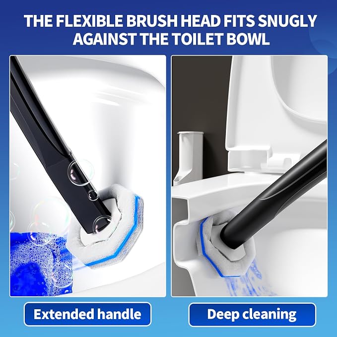 Disposable Toilet Brush - Toilet Bowl Cleaner, Toilet Cleaning Supplies, Toilet Brush with Holder, Toilet Bowl Cleaner Wands，40 Refills for Toilet Cleaning and Hygienic Bathroom Maintenance