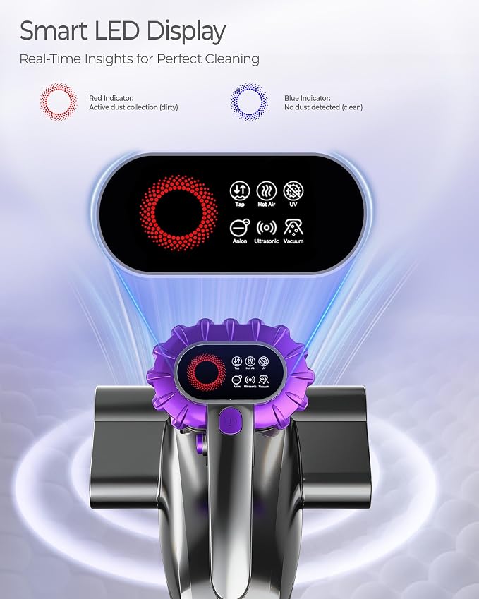 Mayking Pro Mattress Vacuum Cleaner with Dust Detection, Model MV03 | 16kPa Bed Vacuum with 253.7nm UV-C, 40000RPM Tapping, LED Display, 149℉ Heat, HEPA & Ion, Clean Gift for Family, Pets, Sofa