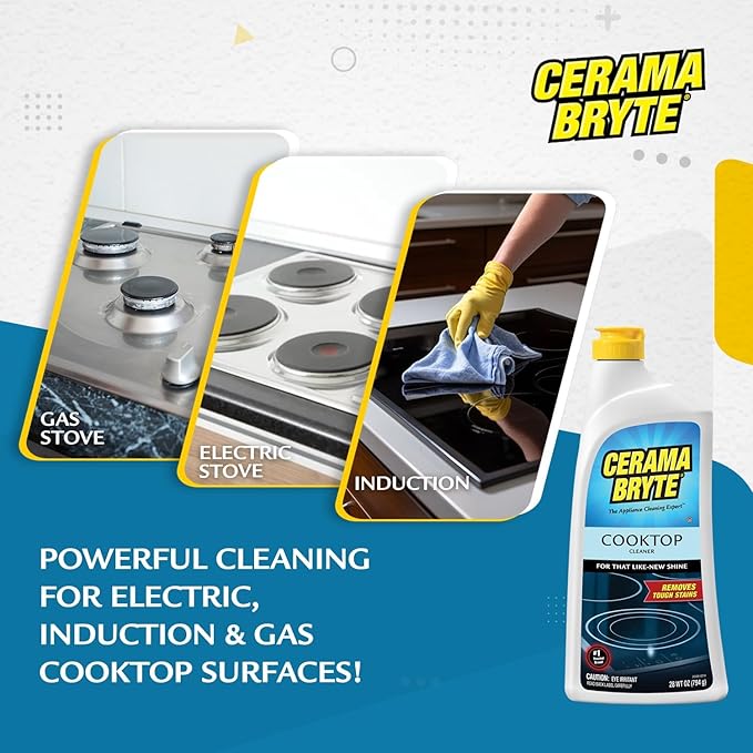 Cerama Bryte Cooktop Cleaner for Glass-Ceramic Surfaces, 18 oz, 2 Pack