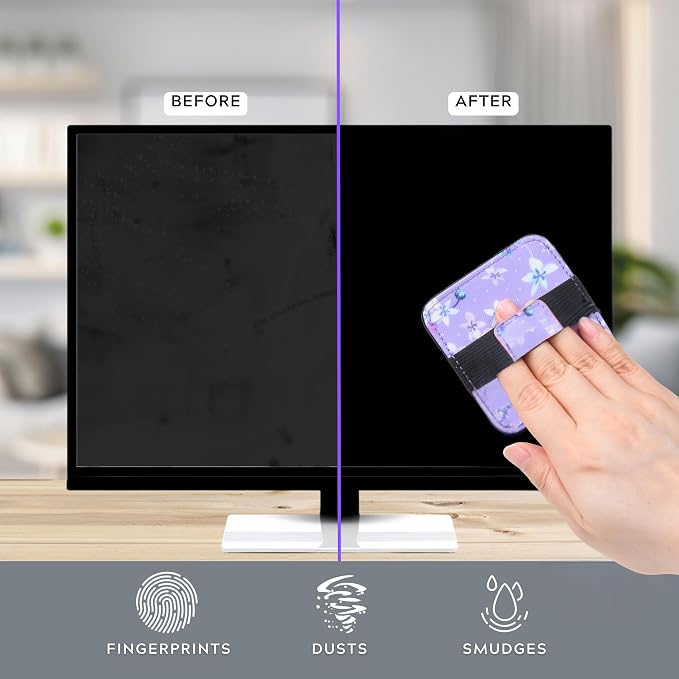 Eco-Fused 6X Screen Cleaning Pads - Gliiter Floral Microfiber Cleaning Cloth Pads - Screen Cleaner Screen Wipes for Electronics - Glasses Cleaning Cloths - Tablets, Laptops, Tv, Smartphones
