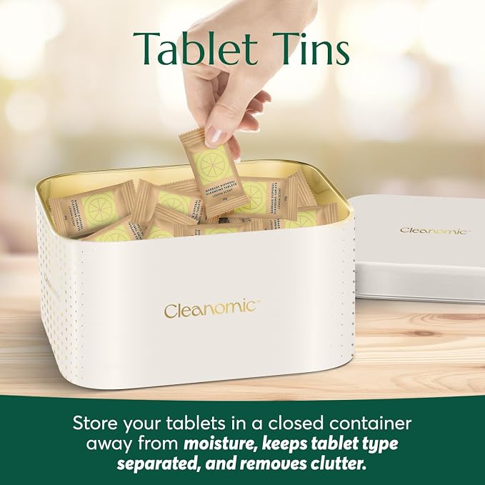 CLEANOMIC Garbage Disposal Tablets and Tablet Tin Bundle