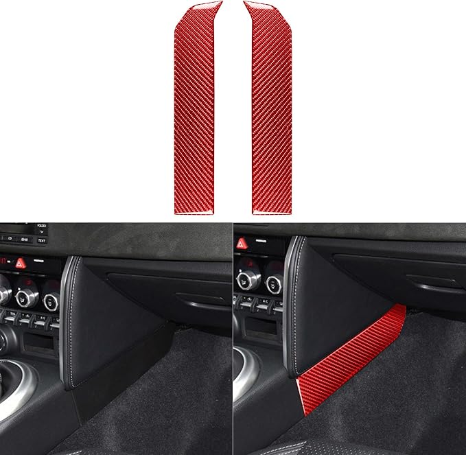 Central Control Floor Side Decals Strips Trim Stickers Compatible with Subaru BRZ/Scion FR-S/Toyota 86 2016 2017 2018 2019 2020 Red Real Carbon Fiber Car Interior Accessories