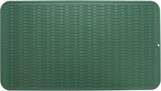 MicoYang Silicone Dish Drying Mat for Multiple Usage,Easy clean,Eco-friendly,Heat-resistant Silicone Mat for Kitchen Counter or Sink,Refrigerator or Drawer Liner Green 4XL 32 inches x 18 inches