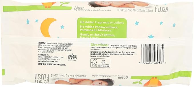 365 by Whole Foods Market, Soft & Strong Disposable Baby Wipes, Fragrance-Free, 100 Count