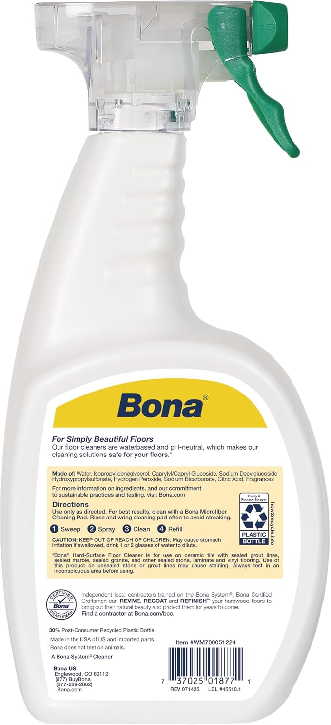 Bona Multi-Surface Floor Cleaner Spray - 32 fl oz - Lemon Mint Scent