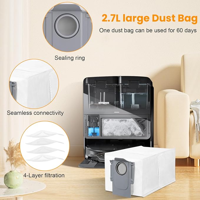 28 Pack Accessories Kit for Roborock Saros 10R/Saros 20/Qrevo Edge 2 Vacuum | 2 Pairs Mainbrush 6 Side Brush 4 Filter 6 Mop Pads 6 Dust Bags 1 Cleaning Brush 1 Screwdriver