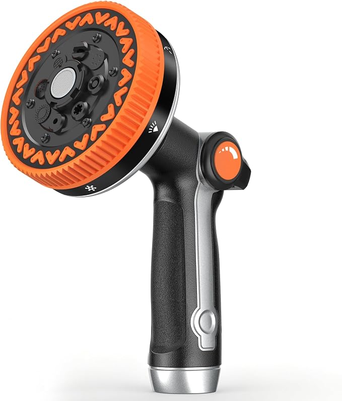 Insoma Heavy Duty Metal Water Hose Nozzle, 8-Pattern Garden Hose Sprayer | Water Spray Gun With Thumb Flow Control And Ergonomic Grip, Leak-Proof, Gentle Mist Ideal For Plants, Pets, Washing Cars