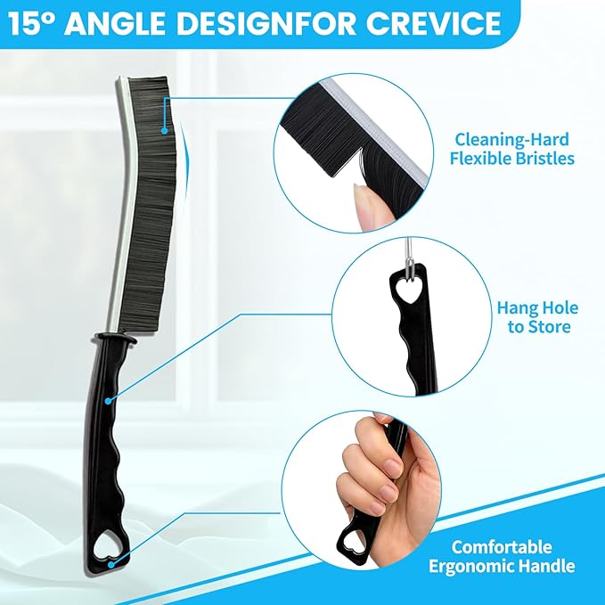 16Pcs Crevice Cleaning Brush Set, Hard Bristle Scrub Brushes for Gaps | Deep Cleaning Window Groove, Cleaning Brush for Sliding Door, Sill, Tile Lines, Shutter, Corner, Sink, Teapot, Bottle