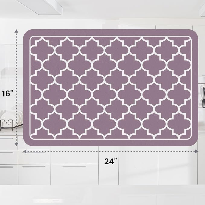 WISELIFE Dish Drying Mat Super Absorbent Drying Mat Large Dish Drying Mats for Kitchen Counter Easy Clean Dish Mat Kitchen Drying Mat16"x 24" Stylish Purple