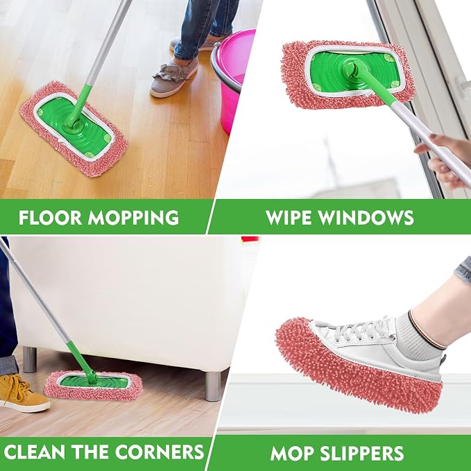 Reusable Microfiber Mop Pads Compatible with Swiffer Sweeper Mop | Dry Sweeping Cloths & Wet Mopping Cloths for Swiffer, Washable Wet Refill for Mopping Floors, 6 Pack (Mop is not Included)