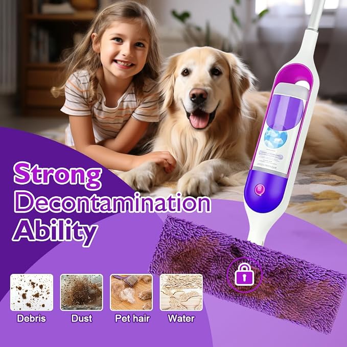 UNIMADE Reusable Mop Pads for Swiffer PowerMop, 8 Pack Microfiber Refill | Mop Pad with Scrubber Strips for 13''-15'' SprayMop, Washable Mop Pads Use for Most Floor Types, Designed for Pets - Purple