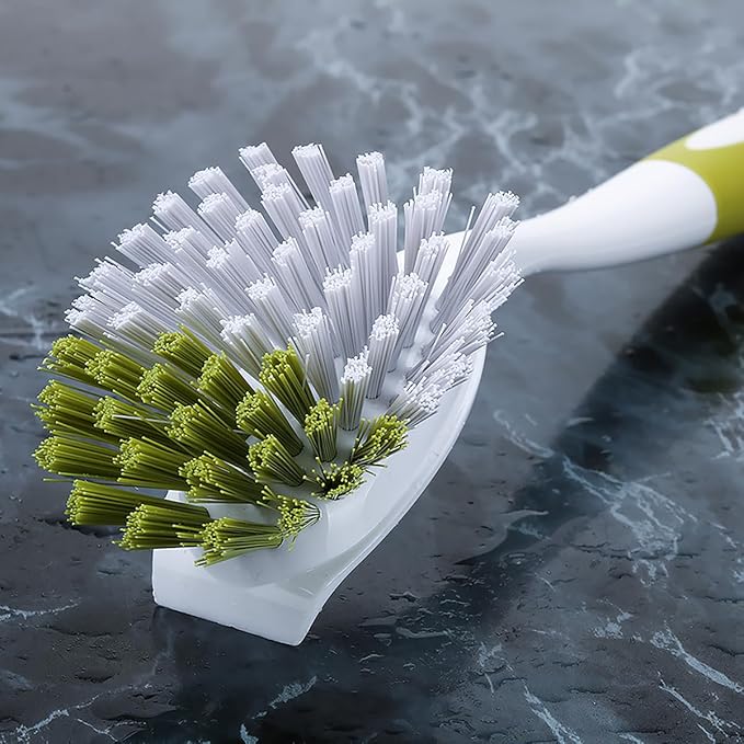 Dish Brush with Handle, Stiff Bristles Dish Scrubber for Pots, Pans & Sink Cleaning, 3 Pack