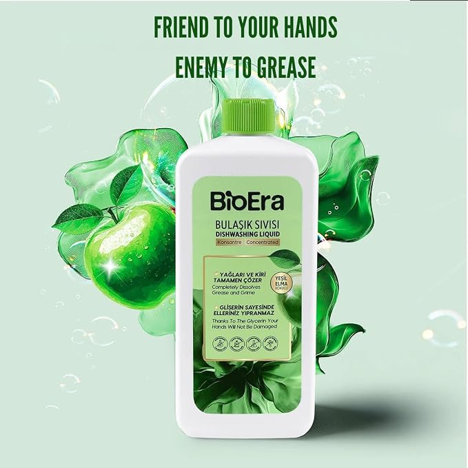 Plant‑Based Dishwashing Liquid Grease Cutter & Degreaser • Tough on Oil & Food Residue • Safe for Dishes, Pots & Pans • Fresh Green Apple Scent, 25.36 Fl Oz
