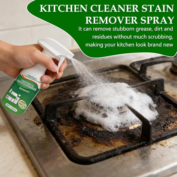 2Pcs Kitchen Cleaner Spray, Multi-Purpose Kitchen Cleaner, Heavy Duty Kitchen Oil Stains Spray for Kitchen, Household, Oven, Stove, Range Hood - 318ml