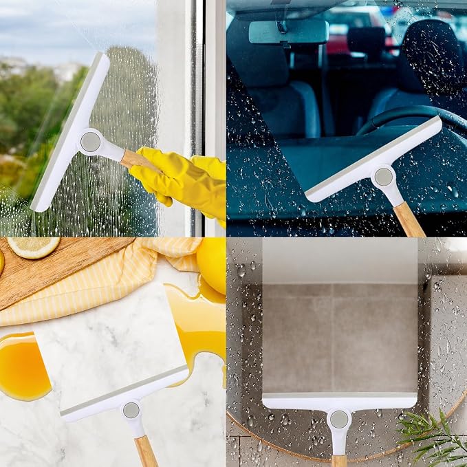 Window Squeegee for Glass Doors，All-Purpose 9.7” Window Cleaning Squeegee, Handheld for Windows, Car Windshields & More，Grey (9.5" Shower Squeegee)