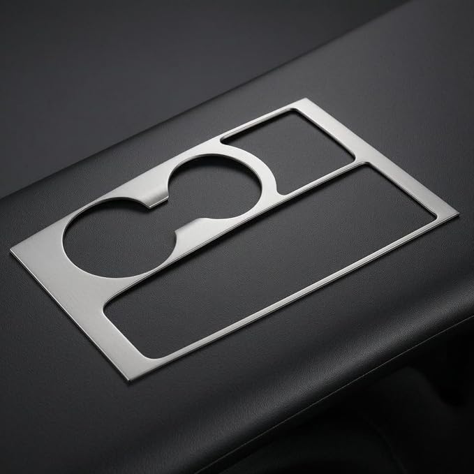 Vehicle Console Panel Center Console Trim Panel Dashboard Trim Panel Cup Holder Cover Stainless Steel Matte Finish Polished Look Clean Edges Suitable
