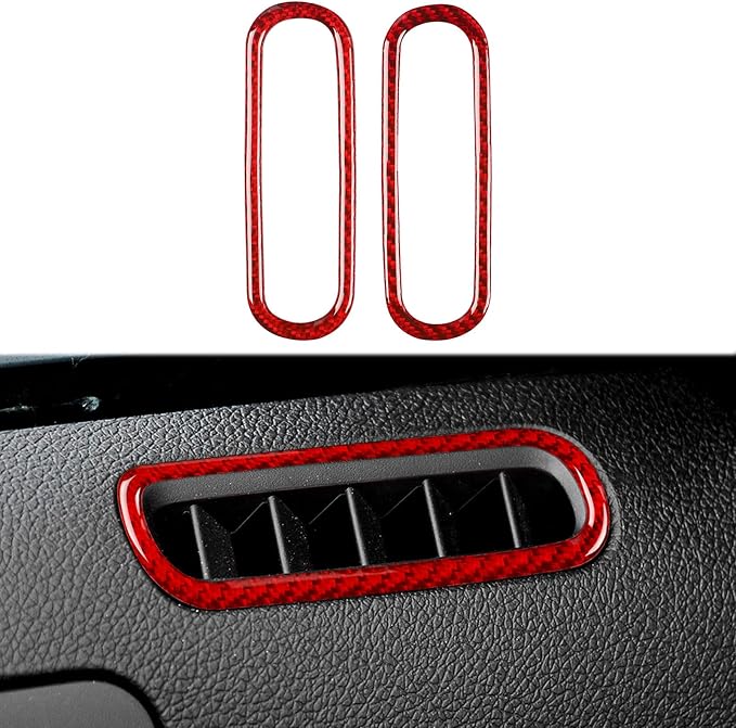 Real Carbon Fiber Trim for Ford Mustang Accessories | for 2009 2010 2011 2012 2013 2014 Door Side Air Vent Outlet Interior Thick Overlay Decal