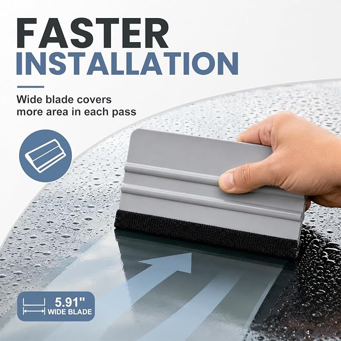 Window Felt Squeegee, 5.9 × 3.0 Inch Scratch Free Vinyl Scraper Car Wrap Tint Squeegee, Universal Smoothing Tool for Car Window Tint Wallpaper Glass Film Application