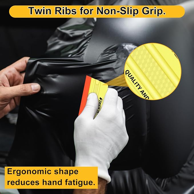 TECKWRAP Felt Squeegee for Vinyl Car Wrap Window Tint - 4PCS, Soft Yellow | Felt Edge Vinyl Squeegee, Scratch-Free Tool for PPF, Decal, Inkjet Sticker Paper & Wallpaper DIY Projects