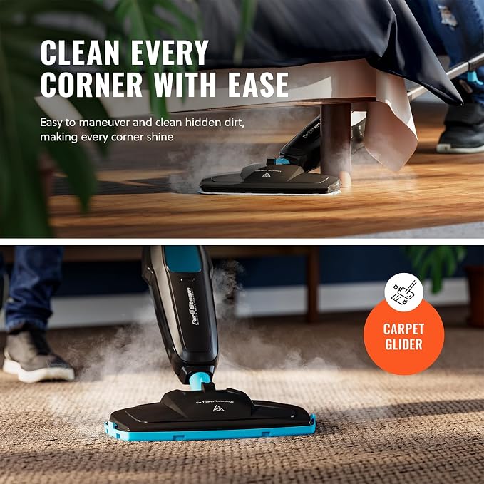 PurSteam Multi-Surface Steam Mop Floor Cleaner for Hardwood, Tile & Carpet | Multi-Surface Floor Cleaner for Hardwood, Tile, Laminate & Carpet | Fast Heating, Lightweight & Chemical-Free Cleaning