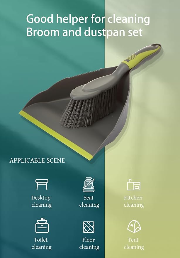 WDDBHSKN Dust pan Broom Dustpan Brush - Dust Pans with Brush, Dustpan and Brush Set, Handheld Broom and Dustpan Set are Used to Clean Kitchens, Floors, Tables, and Animal Cages.